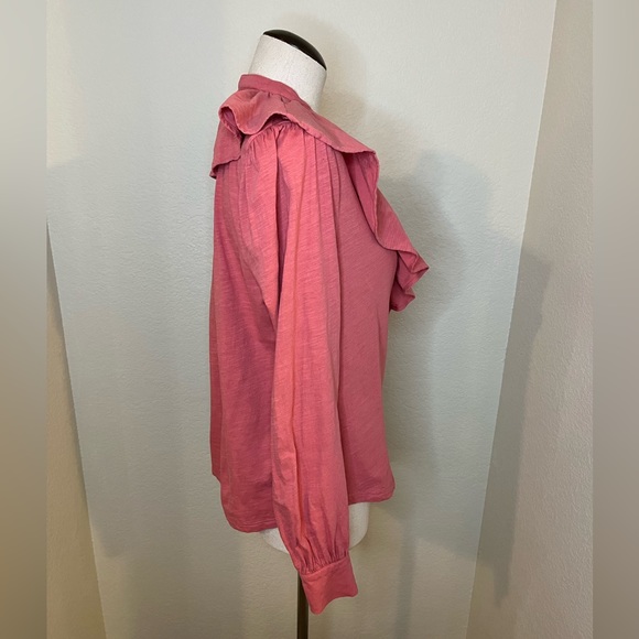 Boden 100%‎ cotton ruffle front blouse dusty rose size 6R - Picture 7 of 11